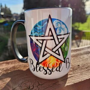 Blessed Be pentagram mug, 15 oz